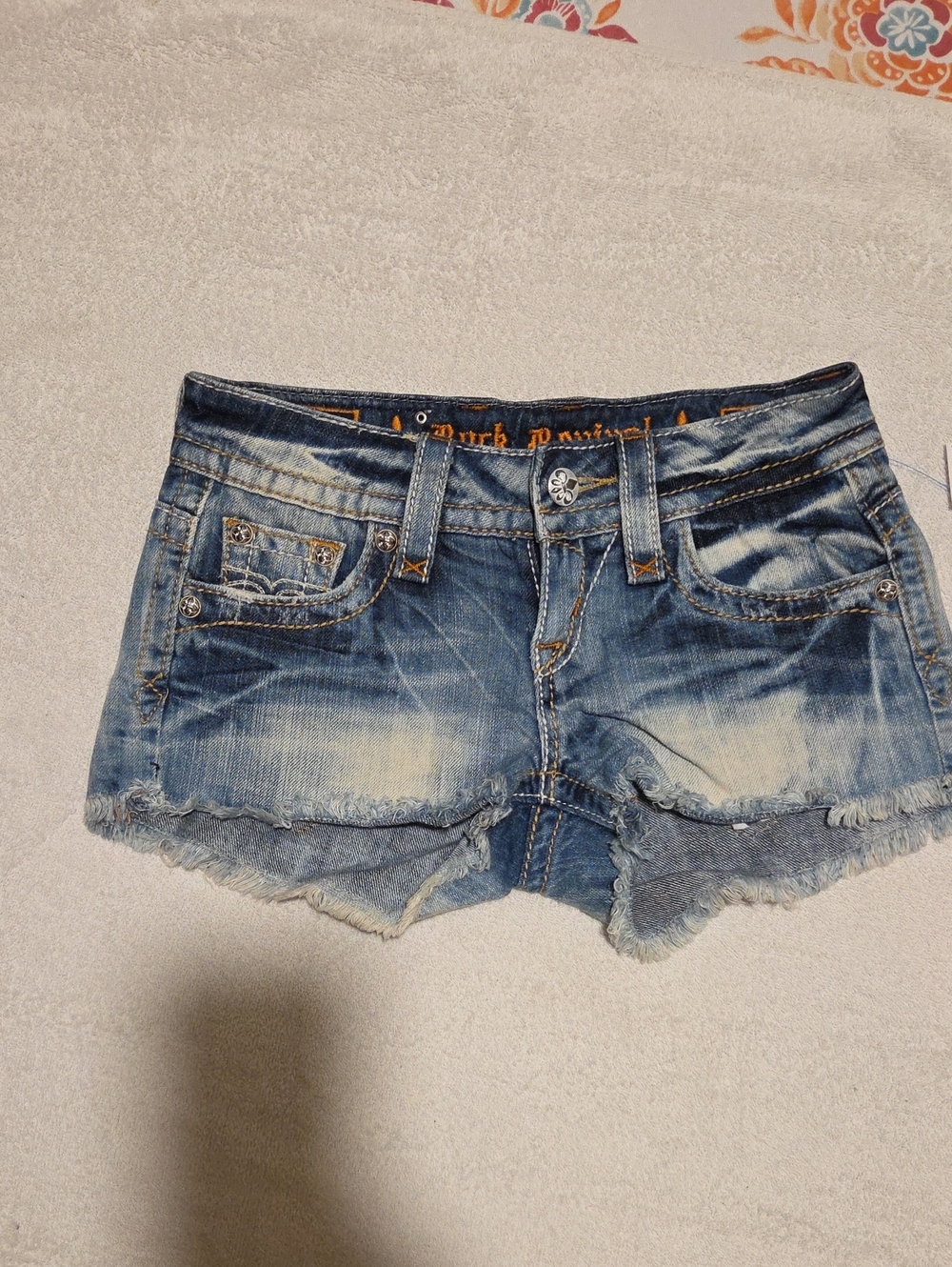 Rock Revival Faded Blue Distressed Denim Shorts